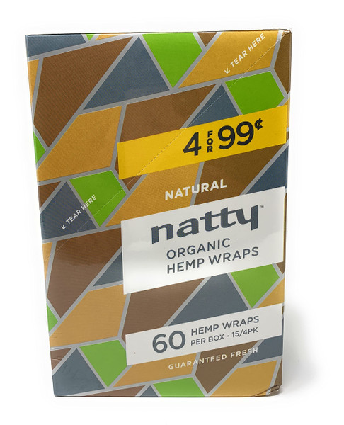 Natty Full Width Hemp Wraps 15Packs Per Box 4 Wraps Per Pack - Various Flavors - (1 Count) Brown