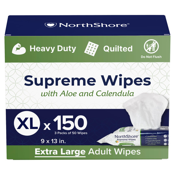 NorthShore Supreme Heavy-Duty Quilted Wipes, X-Large, 9 x 13 in., 50 ct, 3-Pack NorthShore Supreme Heavy-Duty Quilted Wipes, X-Large, 9 x 13 in., 50 ct, 3-Pack