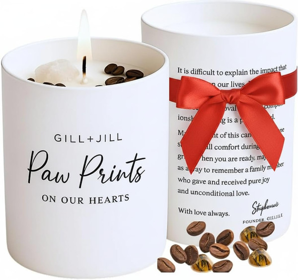 Premium Paw Prints Pet Christmas Memorial Candle, Dog Memorial Gifts for Loss of Dog, Pet Loss Sympathy Gift, Paraffin-Free Soy Wax, Thoughtful Christmas Remembrance Gift