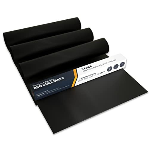 Linda's Essentials Extra Large Grill Mats for Outdoor Grill Mat (3 Pack) - Reusable Heat-Resistant Grilling Mats for Outdoor Grill, Non Stick Grill Matt, Easy Clean BBQ Mats for Outdoor Grills