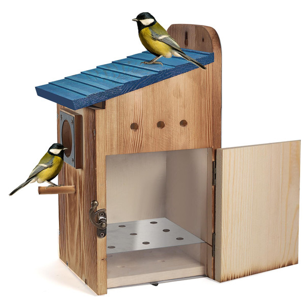 Blue Bird Houses for Outside with Gift Box - Durable Birdhouses for Outdoors with Clear View Panel & Predator Guard for Bluebird Wren Swallow Finch Chickadee Cardinal Blue Bird Houses for Outside with Gift Box - Durable Birdhouses for Outdoors with Clear View Panel & Predator Guard for Bluebird Wren Swallow Finch Chickadee Cardinal