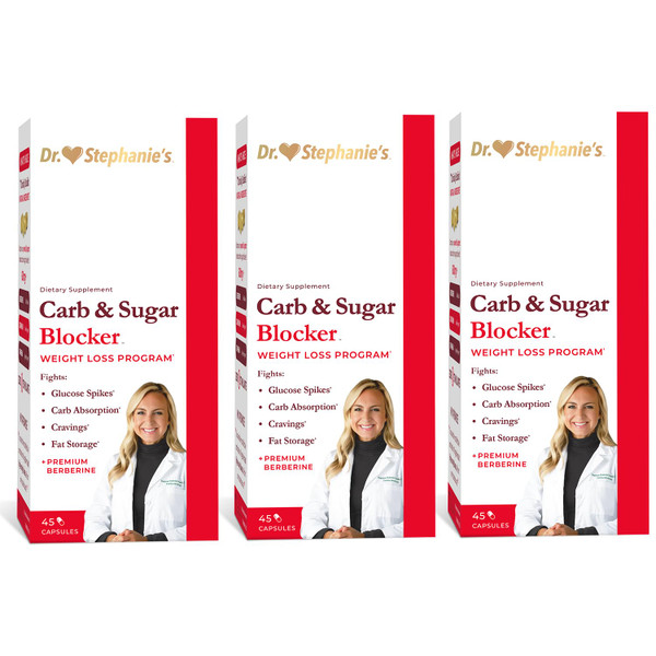 Pharmaganics Dr. Stephanie's Mealtime Carb & Sugar Blocker - Reduce Digested Carbs, Sugars, & Calories, Stimulant-Free (3 Pack)