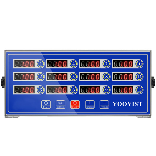 YOOYIST Precision Kitchen Timers for Cooking – 12 Channel Commercial Kitchen Timer Restaurant Kitchen Supplies – Stainless Steel Digital LED Chef Cooking Timer – Reminder Function, Loud Alarm, Blue