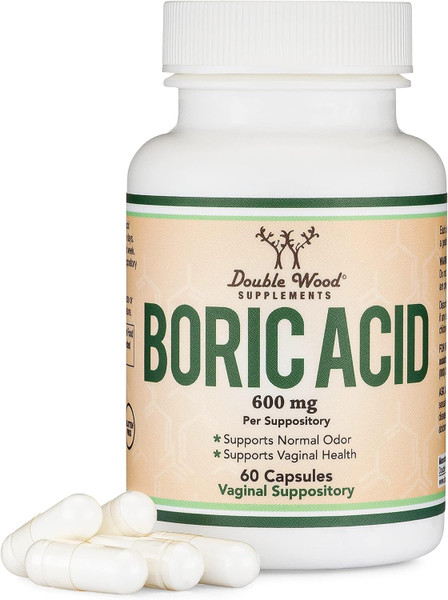 Boric Acid Suppositories 60 Count, Supports Women Health (Easy Dissolve, Third Party Tested) by Double Wood