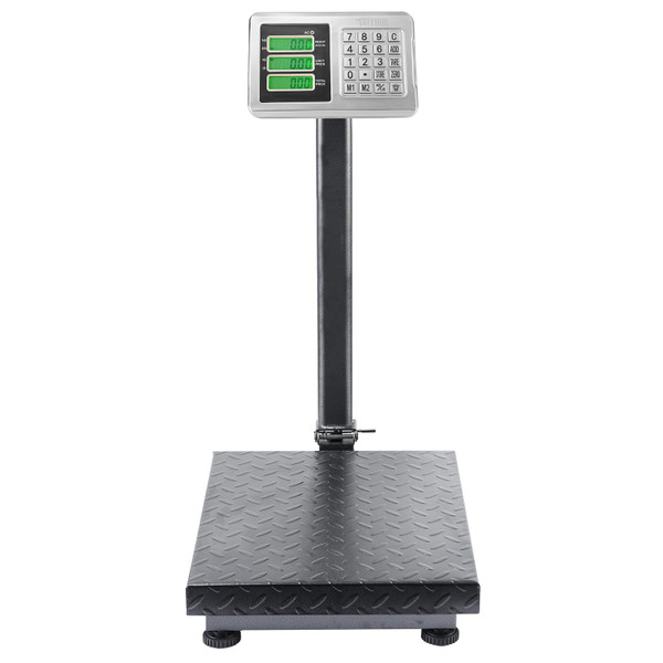 TUFFIOM 661lbs Electronic Industrial Commercial Platform Scale,Stainless Steel High-Definition LCD Display,Digital Floor Heavy Duty,Luggage Package Price Computing Postal Shipping Mailing，Grey