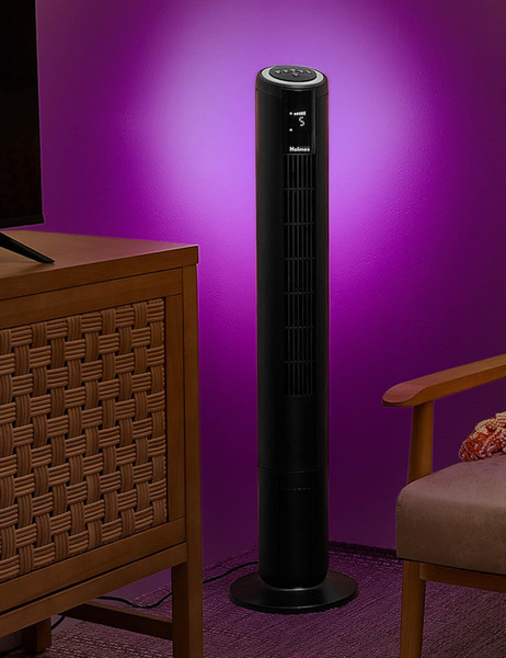 HOLMES 42" Digital Tower Fan with Accent Light, ClearRead Display, High/Low Brightness Level, 90° Oscillation, 5 Speeds, 4 Modes, 8-Hour Timer, Home, Bedroom or Office, Remote Control, Matte Black