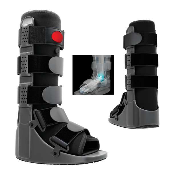 Rapid Recover Tall Walking Boot, Fracture Boot, Medical Grade Foot Brace for Fractures, Ankle Boot & Brace, Adjustable Air Pump, Sprain & Injury Recovery, Post Op Shoe for Injured Foot, Medium