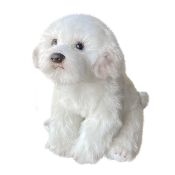 FAONIE 14 Inch Maltese Stuffed Animal, Realistic Dog Plush, Lifelike Stuffed Animal,Companion Pet, Fluffy Stuffed Puppy Dog Toys for Gift