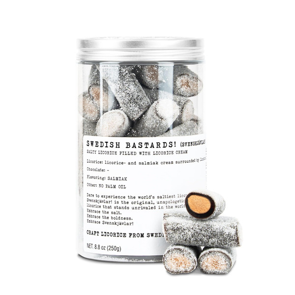 Haupt Lakrits Svenskjävlar Salty Licorice – Swedish Black Licorice with Salmiak Salt – Small Batch Candy – 8.8 oz