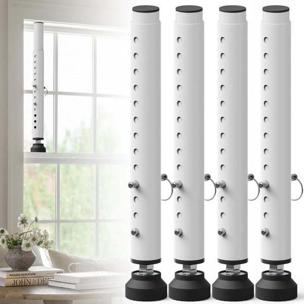 Gadgetzan 4 Pack Window Security Bars Adjustable 11"-18",Portable Short Sliding Window Lock Bar for Child Safety/Anti-Theft,Window safety lock with Rubber Base for Vertical and Horizontal Window-White