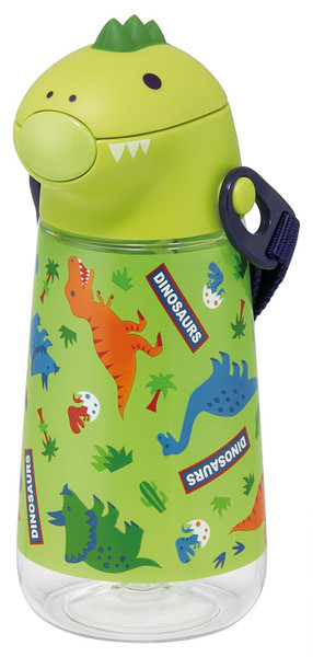 Skater PSHC4DK-A Dinosaurus Die-Cut Bottle with Straw, 14.2 fl oz (420 ml)