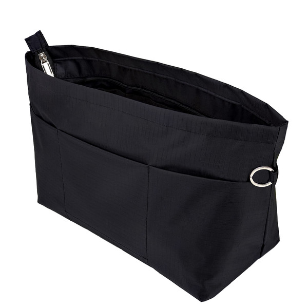 Time Wing Handbag Tote Purse Organizer Insert Bag Liner Shaper Divider Zipper 11 Pockets Compartments X Large Black