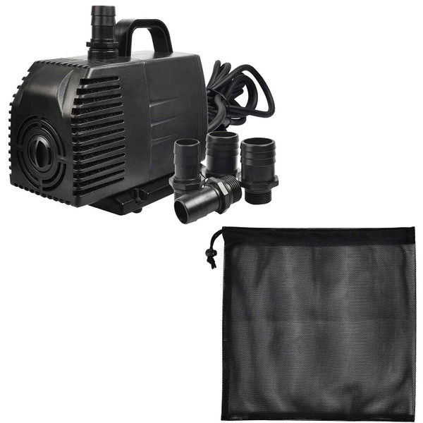 Simple Deluxe 1056GPH Submersible Water Pump 5 Threaded Nozzles and 17"x 17" Barrier Netting, Black Media Bag, Prevent Impurities from Entering It