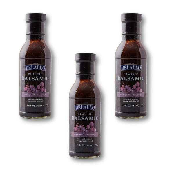 DeLallo Balsamic Vinaigrette Dressing, Italian Dressing for Salads and Marinades, Sweet and Tangy Flavor, Made with Olive Oil, Vegan, 12 oz Bottle (3 Pack)