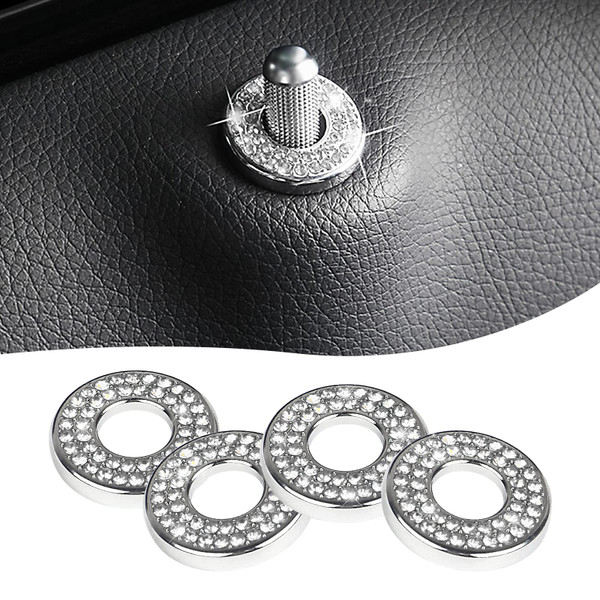 Sodcay 4 Pack Bling Car Inner Door Lock Covers, Rhinestones Pull Rod Bolt Decoration Stickers, Bling Car Accessories for Women, Compatible with Mercedes-Benz A/B/C/D/E Class (White)