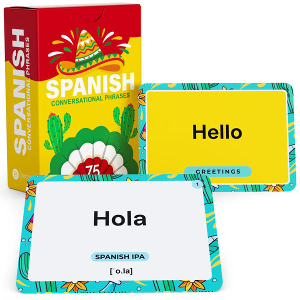 Spanish Conversational Phrases Flash Cards – 75 Everyday Sayings with IPA & Audio – Language Learning Tool for Beginners, Students & Travelers – Briston Spanish Edition