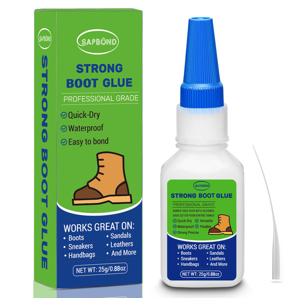 SAPBOND 25g Cowboy Boots Glue: Waterproof Professional Glue for Muck, Hiking, Suede, Repair Heel, Working Boot Sole