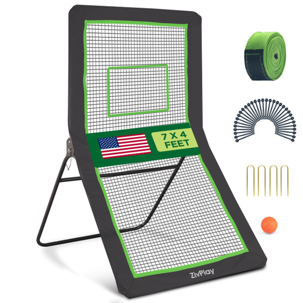 Lacrosse Rebounder for Backyard Lacrosse Bounce Back Net Volleyball Rebounder Net for Lax and Volleyball Practice Five Rebound Angles Includes Ball 7x4 ft