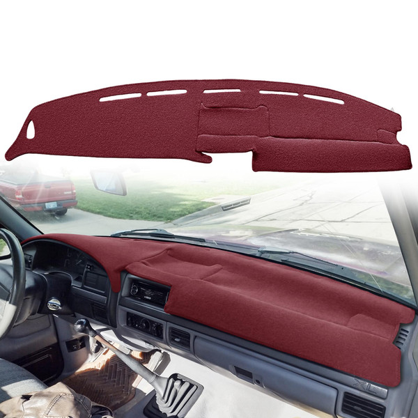 Yiz Dash Cover Mat Fit for Ford F150 F250 F350 Bronco 1992 1993 1994 1995 1996 1997 Dashboard Cover Carpet Pad Cap Protector (92-97 Maroon) J20