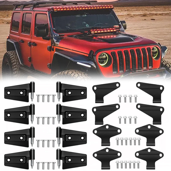 4 Door Hinge Assembly Kits Compatible with 2007-2018 Jeep Wrangler JK JKU Unlimited Rubicon Sahara, Fits Jeep Wrangler JK Inside and Outside, Jeep Wrangler JK Door Hinge 16PCS with 36 Bolts 4 Door Hinge Assembly Kits Compatible with 2007-2018 Jeep Wrangler JK JKU Unlimited Rubicon Sahara, Fits Jeep Wrangler JK Inside and Outside, Jeep Wrangler JK Door Hinge 16PCS with 36 Bolts