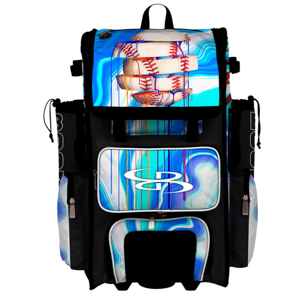 Boombah Superpack Hybrid Rolling Bat Bag - Wheeled & Backpack Version - Baseball Focus White/Black/Red