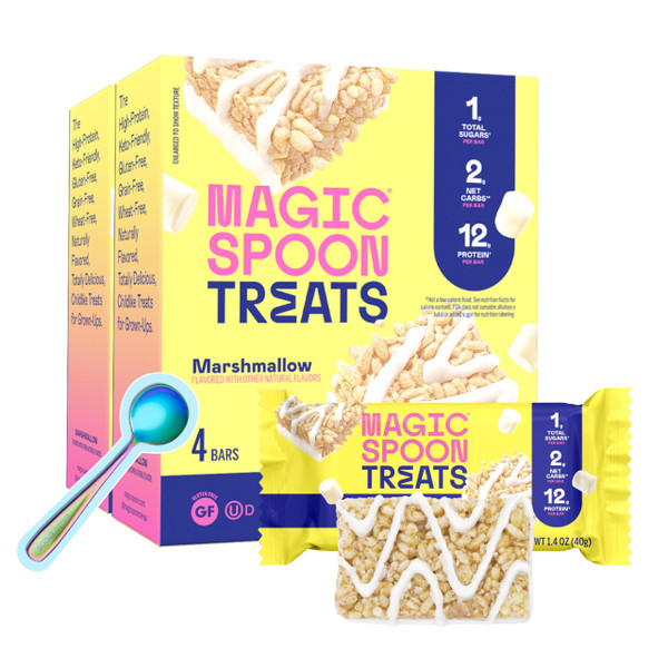 Magic Spoon Treats - 8 Gluten Free Protein Bars, Marshmallow - High Protein Gluten Free Snack - Sugar & Grain Free Protein Cereal Bar - Low Carb & Keto Friendly - Healthy Snacks for Adults