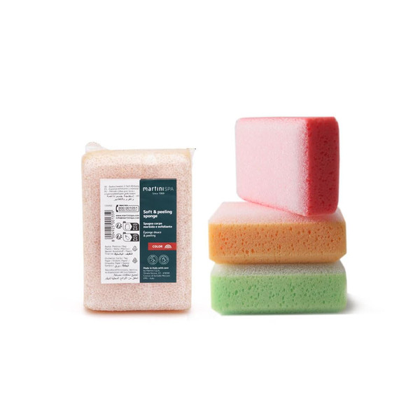 martini SPA - Massage Color - New Skin Sponge Double Action, Polyurethane, Random Assorted Color, 14.3x9.5x5.5cm, 17g, 1 Unit -Made in Italy-
