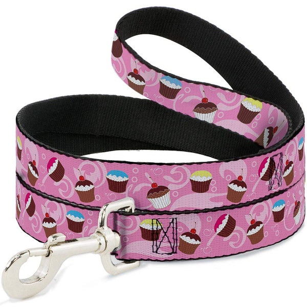 Buckle-Down Pet Leash - Cupcake Swirls Pink/Multi Color - 6 Feet Long - 1" Wide