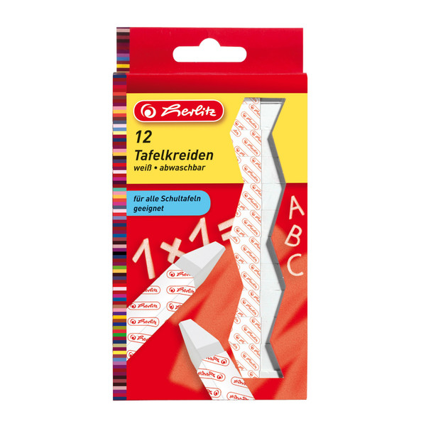 Herlitz Blackboard Chalk - Pack of 12 in Hanging Pack - White