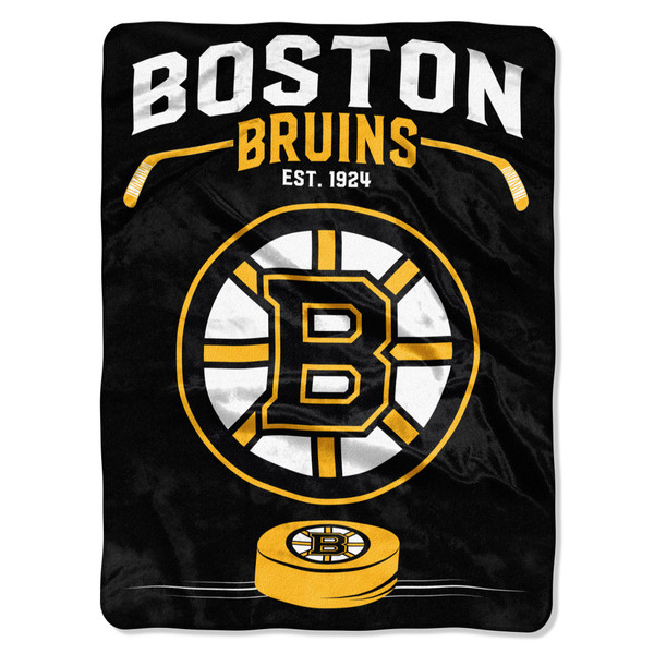 Northwest NHL Boston Bruins Unisex-Adult Raschel Throw Blanket, 60" x 80", Inspired