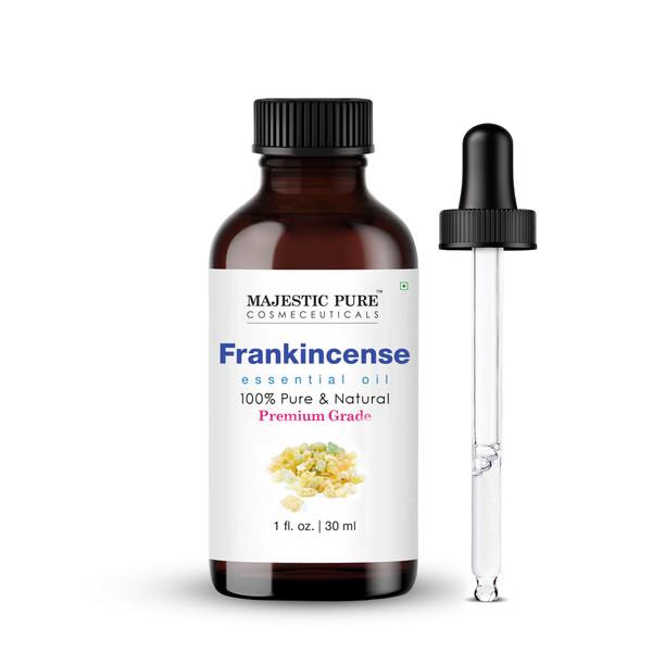 Majestic Pure Essential Oil with Glass Dropper - 100% Pure and Natural - Essential Oils for Diffuser, Aromatherapy, Soap and Candle Making, Frankincense Essential Oil, Frankincense Oil, 1 Fl Oz