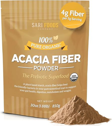 Sari Foods Organic Acacia Fiber Powder (30 Ounce): Natural, Whole Food, Plant Based Prebiotic Superfood for Gut Health