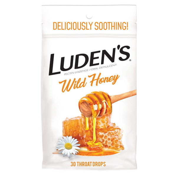 Luden's Deliciously Soothing Throat Drops, Wild Honey Flavor, 30 Count