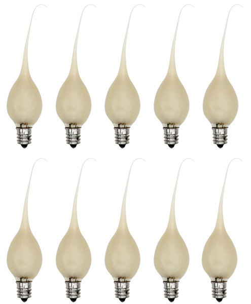 Creative Hobbies® Country Style Incandescent Silicone Dipped Candle Light Bulbs (Pkg of 10 Bulbs) ~ 5 Watt Pearlized Silicone, Gold Glow