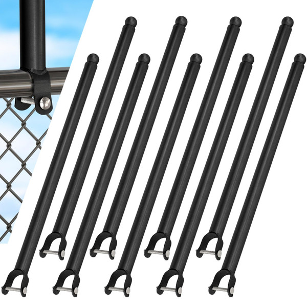 9 Pack Chain Link Fence Extension, 25.2'' Fence Extension Height, Galvanized Post Extender for Dogs and Privacy (1-3/8'', Black)