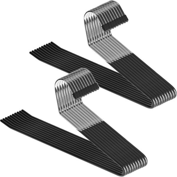 Zober Pants Hangers Non Slip - 20 Pack Open Ended Pants and Jean Hangers for Closet - Space Saving Clothes Hanger - Strong, Durable, Metal Pant Hangers (Black) Zober Pants Hangers Non Slip - 20 Pack Open Ended Pants and Jean Hangers for Closet - Space Saving Clothes Hanger - Strong, Durable, Metal Pant Hangers (Black)