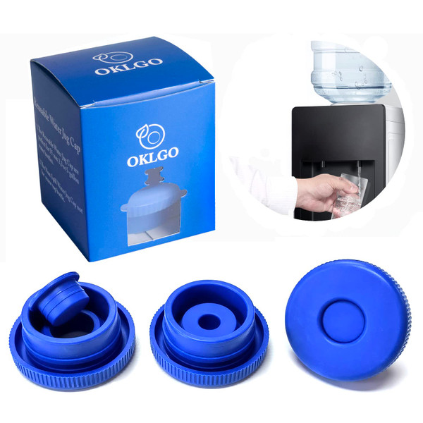 5 Gallon Water Jug Caps Reusable - Non-Spill 55mm Water Bottle Caps,Silicone Replacement Cap Lids Anti Splash 3 Pack