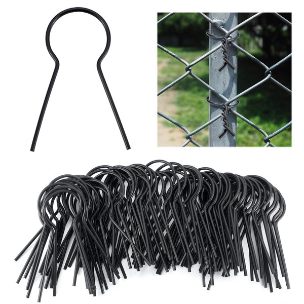 Blulu 80 Pack 1 5/8" Od Ez Preformed Twist 8 Gauge Galvanized Steel Twist Fence Ties Black Vinyl Coated Chain Link Fence Ties for T-Posts/u-Posts