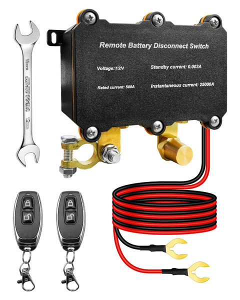 12V 500A Remote Battery Disconnect Switch, Battery Kill Switch for Car Kill Switch Anti Theft, Automatic Shut/Cut Off Switch for DC 12V Car Boat Truck RV ATV Vehicle