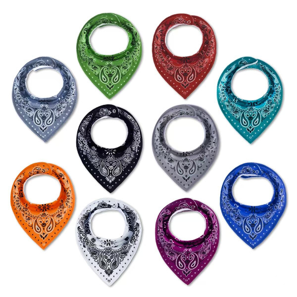 Maiwa 10 Pack Baby Triangle Bandana Bibs for Boys Girls for Drool Teething Eating with Snaps
