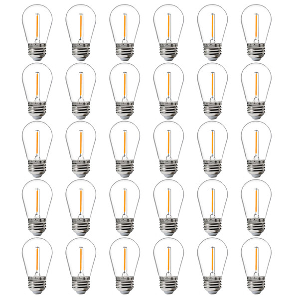 FLSNT 30 Pack LED S14 Replacement Bulbs for String Light, Outdoor LED Light Bulbs, E26 Base, 2200K Warm White, Non-Dimmable