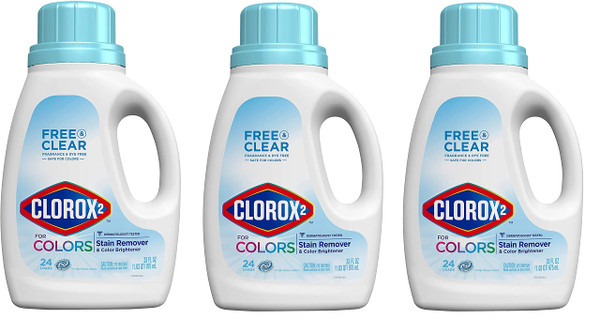Clorox 2 for Colors, Free & Clear Stain Remover and Color Brightener, 33 Ounces (package May Vary) (Three Pack)