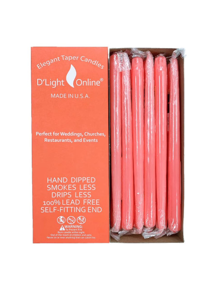 D'light Online Elegant 10" Unscented Coral Taper Candles, Premium Quality Hand-Dipped Tapered Candles, Dripless and Smokeless - Set of 12 Individually Wrapped (10 Inch, Coral) D'light Online Elegant 10" Unscented Coral Taper Candles, Premium Quality Hand-Dipped Tapered Candles, Dripless and Smokeless - Set of 12 Individually Wrapped (10 Inch, Coral)