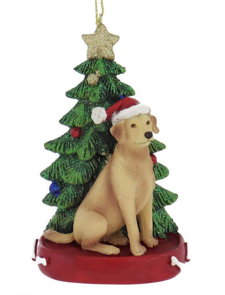Kurt S. Adler Yellow Lab Labrador Wearing Santa Hat with Resin Christmas Tree Ornament C7954YLB Kurt S. Adler Yellow Lab Labrador Wearing Santa Hat with Resin Christmas Tree Ornament C7954YLB