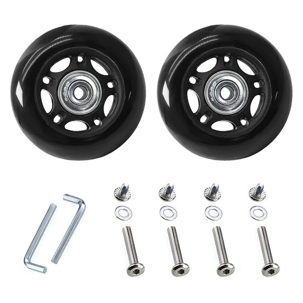 68 x 24mm 2 Pcs Luggage Suitcase Replacement Wheels, Rubber Swivel Caster Wheels Bearings Repair Replacement Parts for Carry-on Roller Bag, Suitcase Bag, Trolley Bag