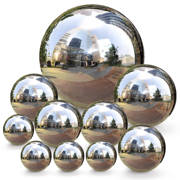 yarlung 10 Pack Stainless Steel Gazing Balls, 50-150 mm Garden Mirror Globe Floating Pond Sphere, Silver Polished Hollow Ball Reflective Ornament for Home Yard Outdoor Lawn Decoration