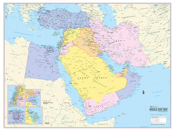 Cool Owl Maps Middle East Wall Map Poster (Laminated)