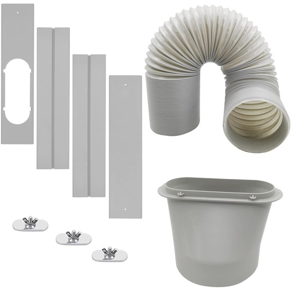 MQIDLFE Portable Air Conditioner Kit Adjustable Window Seal with 5.9” Diameter 59 Inch Length Exhaust Hose for Horizontal&Vertical Window