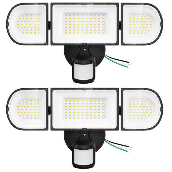 150W Motion Sensor Lights Outdoor for Outside, 15000LM LED Flood Lights Outdoor wired Dusk to Dawn, Exterior Security Floodlight Fixture Waterproof IP65, Outdoor Lighting for House, Garage 2 Pack