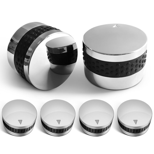 Unicook 6 Pack Gas Grill Burner Knobs Replacement, Chrome Plated Plastic with Nonslip Grip, 6 Grill Control Knob and 18 Adaptors, Fits Gas BBQ with D Shaped Valve Stem